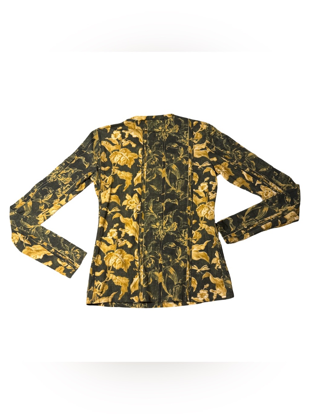 GARYGRAHAM422 Floral Long Sleeve Jersey Tee Top Gold Cotton Size L - Picture 3 of 7